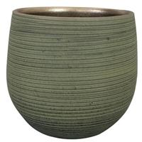 Ter Steege Plantenpot - keramiek - donkergroen - stripes -31x28cm