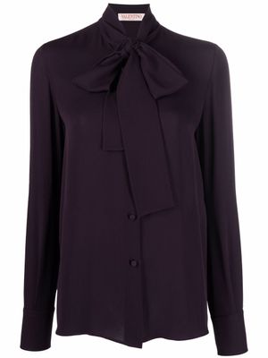 Valentino Garavani chemise en soie à col lavallière - Violet