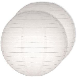 2x Witte bol bruiloft versiering lampionnen 25 cm