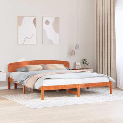 Bedframe met hoofdeinde Bruin 180 x 200 cm Massief grenenhout