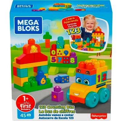 Mattel Mega bloks 1-2-3 tel bus met diverse blokken met cijfers