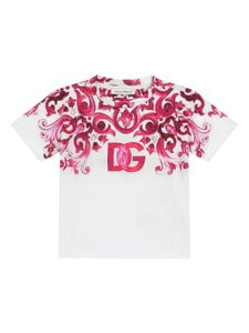 Dolce & Gabbana Kids t-shirt en coton à imprimé Majolica - Blanc