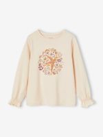 Romantisch meisjesshirt met decoratief motief beige (poederkleur)