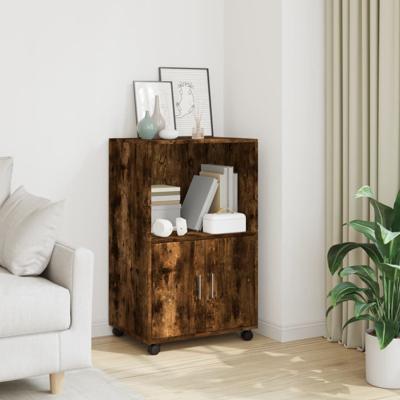 Rolkast 55x40x91 cm bewerkt hout gerookt eikenkleurig