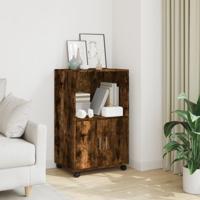 Rolkast 55x40x91 cm bewerkt hout gerookt eikenkleurig