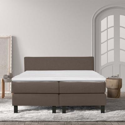 Boxspringset Cloud Chill Deluxe 180x200 Cm Lederlook Taupe Inclusief Montage Dekbed Discounter - Dekbed-Discounter.nl
