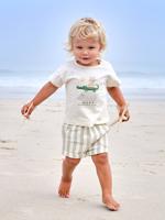 T-shirt + korte broek gestreept baby groen, gestreept