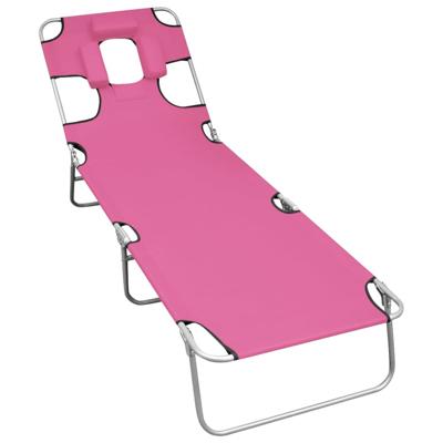 Ligbed inklapbaar met hoofdkussen staal magenta