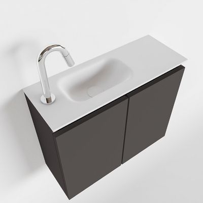 Toiletmeubel Mondiaz Ture | 60 cm | Meubelkleur Dark grey | Eden wastafel Talc Links | 1 kraangat