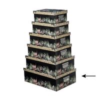5Five Opbergdoos/box - 2x - zwart - L48 x B33.5 x H16 cm - Stevig karton - Junglebox - Opbergbox - thumbnail