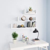 Wandschappen 3 st bewerkt hout wit