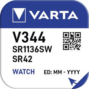 Varta Knoopcel 344 1.55 V 1 stuk(s) 105 mAh Zilveroxide SILVER Coin V344/SR42 NaBli 1