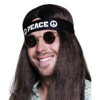 Flower Power Hippie stijl hoofd/haarband - volwassenen - zwart - carnaval verkleed artikel Flower Power Hippie stijl hoofd/haarband - volwassenen - zwart - carnaval verkleed artikel