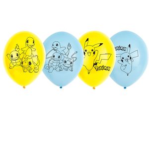 6x stuks Pokemon thema feest/verjaardag ballonnen 28 cm   -