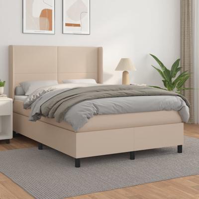 Boxspring met matras kunstleer cappuccinokleurig 140x190 cm