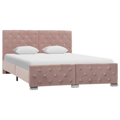 Bedframe fluweel roze 140x200 cm
