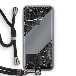 Zwart marmer: Samsung Galaxy A11 Transparant Hoesje met koord