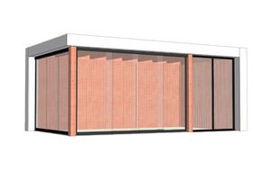 Buitenverblijf Verona 575x335 cm - Plat dak model rechts - Combinatie 1- Plat dak- Onbehandeld lariks Douglas hout- Trendhout