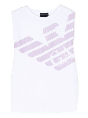 Emporio Armani Kids robe sans manches à imprimé graphique - Blanc