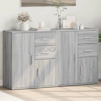 Dressoirs 2 st 60x31x70 cm bewerkt hout grijs sonoma eikenkleur