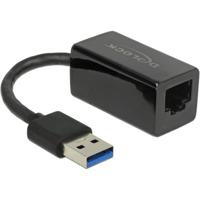 DeLOCK superspeed usb-a (usb 3.1 gen 1) male > gigabit lan 10/100/1000 mbps compact adapter (zwart, 12,7 centimeter)