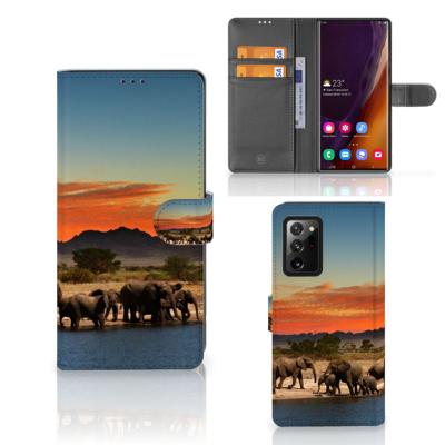 Samsung Galaxy Note20 Ultra | Telefoonhoesje | Met pasjeshouder | Olifanten