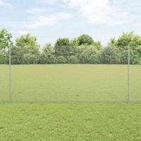 VidaXL Hek met paal zilver 1,2 x 25 m staal