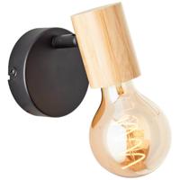 Brilliant Wandlamp Kerry zwart met hout 99714/76