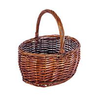 CM Picknickmand met hengsel - mahonie - riet - 27 x 21 x 14 cm - rieten mand