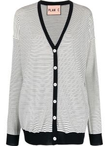 Plan C cardigan boutonné à rayures - Blanc