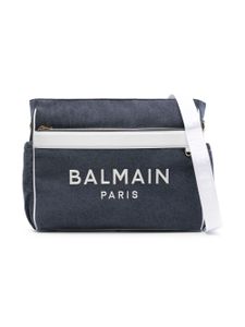 Balmain Kids sac à langer en toile à logo brodé - Bleu