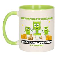 Cadeau koffie/thee mok voor papa - groen - zakgeld - keramiek - 300 ml - Vaderdag