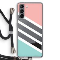Strepen pastel: Samsung Galaxy S21 Transparant Hoesje met koord
