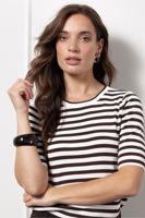 Luna ssl stripe pullover - off white/espresso - 13060