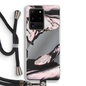 Roze stroom: Samsung Galaxy S20 Ultra Transparant Hoesje met koord