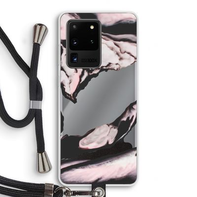 Roze stroom: Samsung Galaxy S20 Ultra Transparant Hoesje met koord