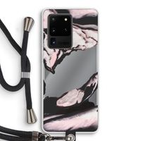Roze stroom: Samsung Galaxy S20 Ultra Transparant Hoesje met koord
