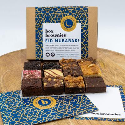 Eid Mubarak Mini's Box - 12 Brownies Per Post - Brievenbus Pakket - 12 smaken - Eid al-Fitr - Eid Mubarak - Eid cadeau- Suikerfeest - Halal Brownies