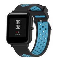 Dubbele kleur silicone sport polsband voor Xiaomi Huami Amazfit bip Lite versie 20mm (zwart blauw)
