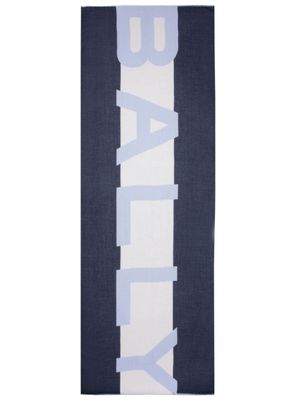 Bally écharpe à logo en intarsia - Bleu