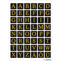 Stickervelletjes met 96x stuks alfabet plak letters zwart/goud 13x13 mm - thumbnail