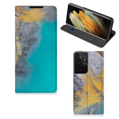 Samsung Galaxy S21 Ultra | Standcase | Marble Blue Gold