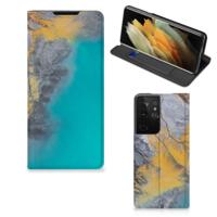 Samsung Galaxy S21 Ultra | Standcase | Marble Blue Gold