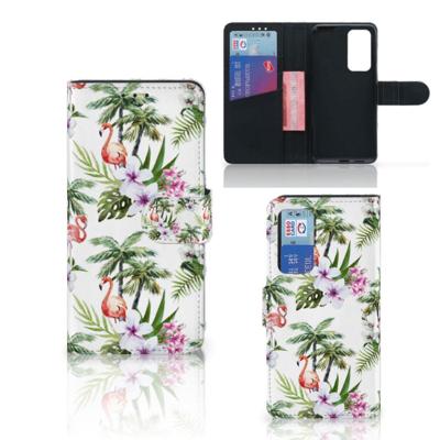 Huawei P40 | Telefoonhoesje | Met pasjeshouder | Flamingo Palms