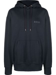 BOSS hoodie en coton à logo imprimé - Bleu