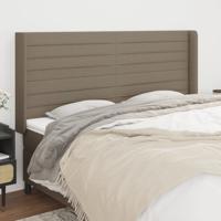 Hoofdbord met randen 183x16x118/128 cm stof taupe