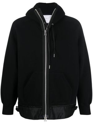sacai hoodie en coton mélangé à fermeture zippée - Noir