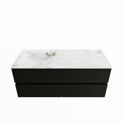 MONDIAZ VICA-DLUX 120cm badmeubel onderkast Urban 4 lades. Inbouw wastafel CLOUD links 1 kraangat, kleur Frappe.