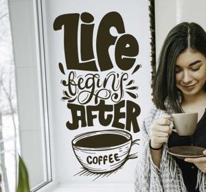 Life begins after coffee sticker