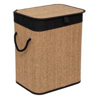 Wasmand met deksel - bamboe hout - 60 Liter- naturel zwart - 41 x 30 x 50 cm